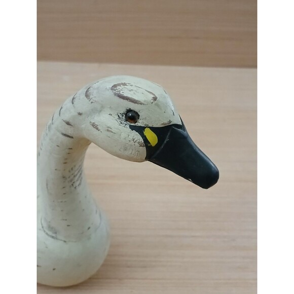 Hand Carved Wood Duck Figurine Sculpture Rustic Ivory Shelf Decoration 8x4.5 - Picture 8 of 11